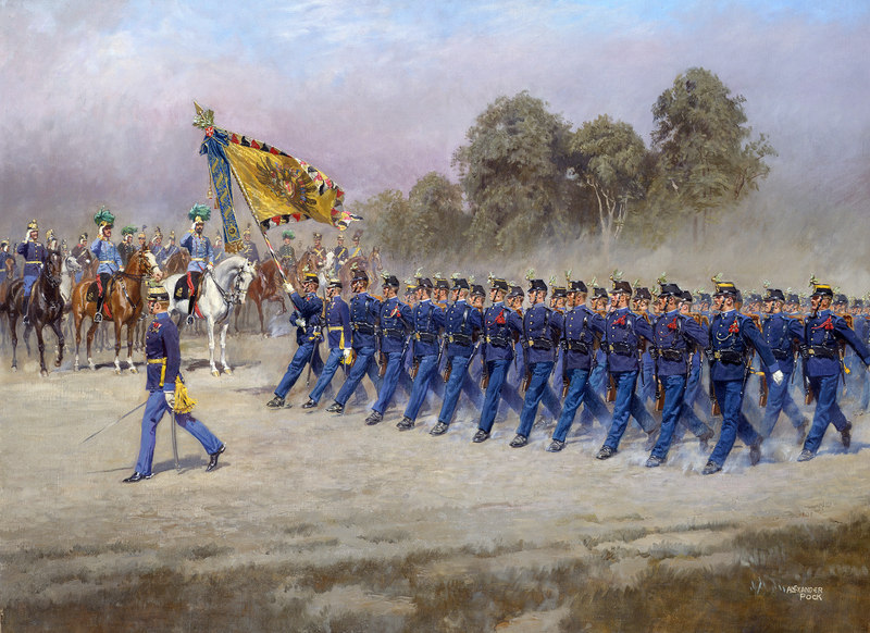 Alexander Pock: Parade by the Austro-Hungarian Infantry Regiment No. 4